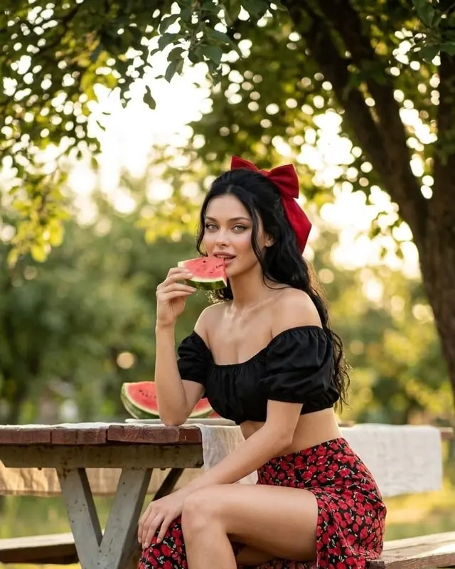 Летний пикник с арбузом